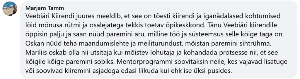 Marjam Tamm tagasiside