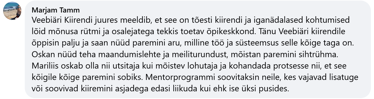 Marjam Tamm tagasiside